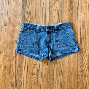 American Eagle Low Rise 8 Jean Shorts‎ Stretch Y2K Mini Denim Hot Pants Blue